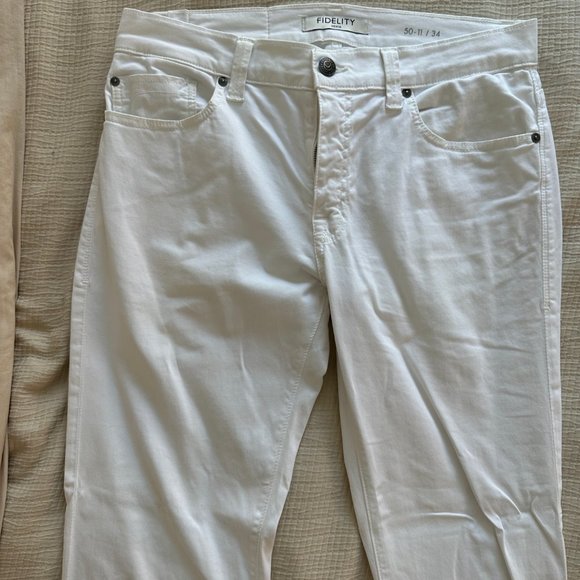 Fidelity Denim Mens Jeans 50-11 Straight Leg White Pants - Picture 4 of 4